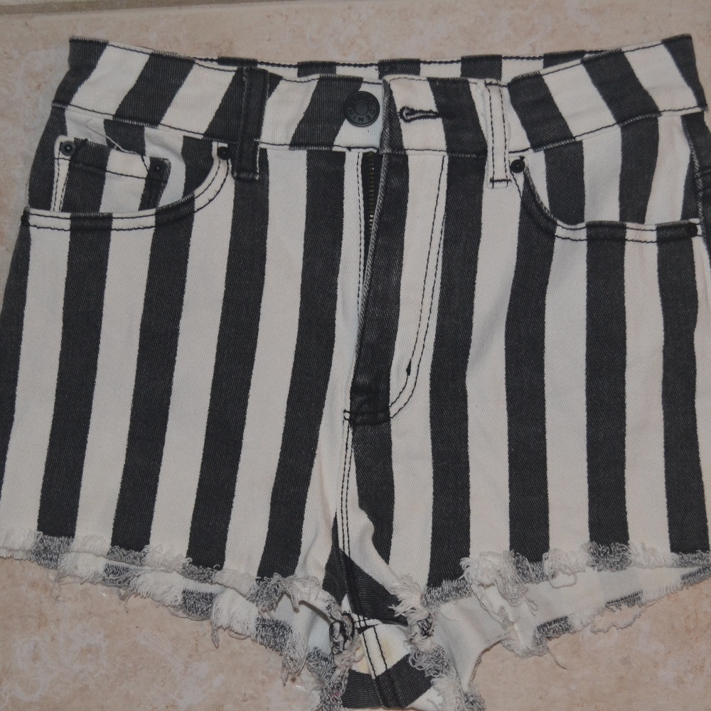 BDG High Rise Dree Cheeky Pinstriped Shorts
